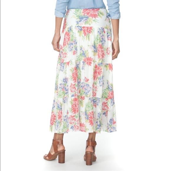 Chaps Tiered Floral Skirt Maxi - Picture 2 of 3